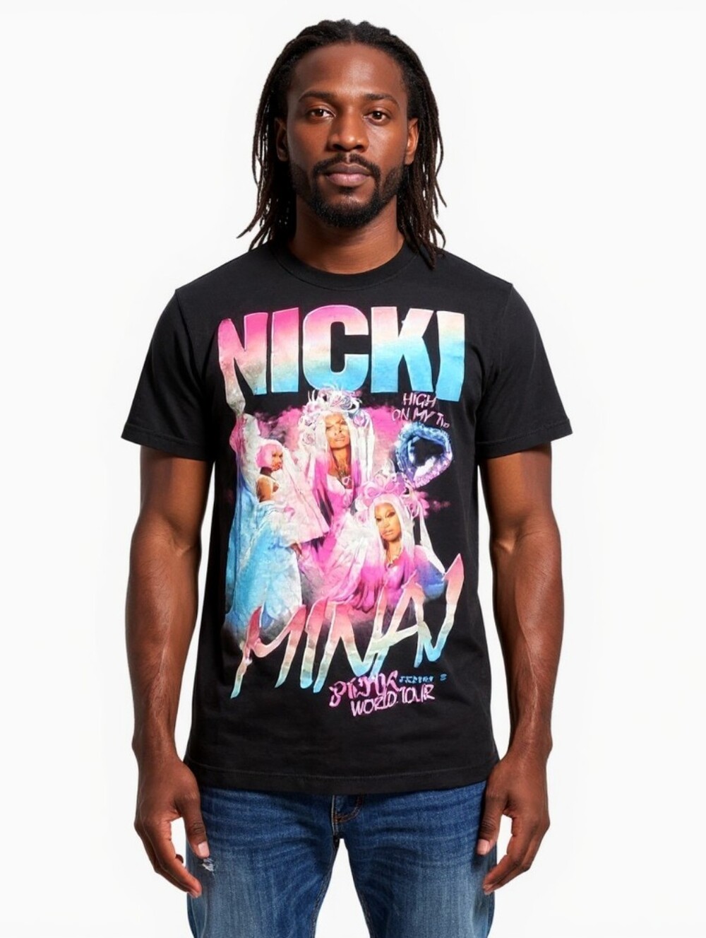 Nicki Minaj Pink Friday 2 World Tour Black Graphic T-Shirt - Large